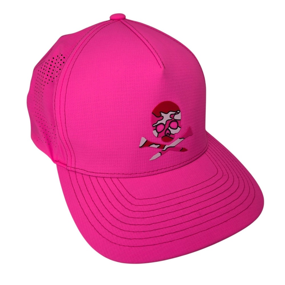 G/Fore Golf Skulls and Tees Logo Hat Neon Pink Camo Cap Strapback SAMPLE